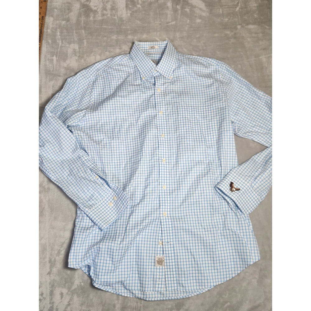 Peter Millar Nandluxe Shirt Mens Large Blue Plaid Performance Button Up‎